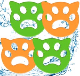 Oneay Huisdierhaarverwijderaar voor de was, 4 stuks, wasmiddel, pluizenverwijderaar voor de wasmachine, herbruikbaar - Huisdierhaarverwijderaar voor de was, beddengoed en kleding (Groen/Oranje) — thumbnail 1