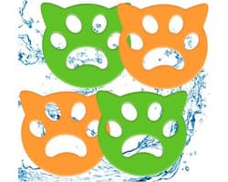 Oneay Huisdierhaarverwijderaar voor de was, 4 stuks, wasmiddel, pluizenverwijderaar voor de wasmachine, herbruikbaar - Huisdierhaarverwijderaar voor de was, beddengoed en kleding (Groen/Oranje)
