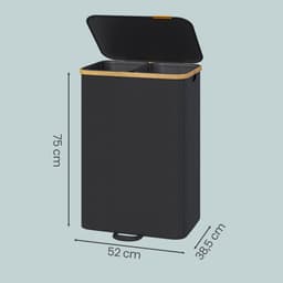 SONGMICS - Wasmand - Wasmand met Deksel - 2 Compartimenten - Uitneembare Waszak - 150 Liter Capaciteit — thumbnail 2
