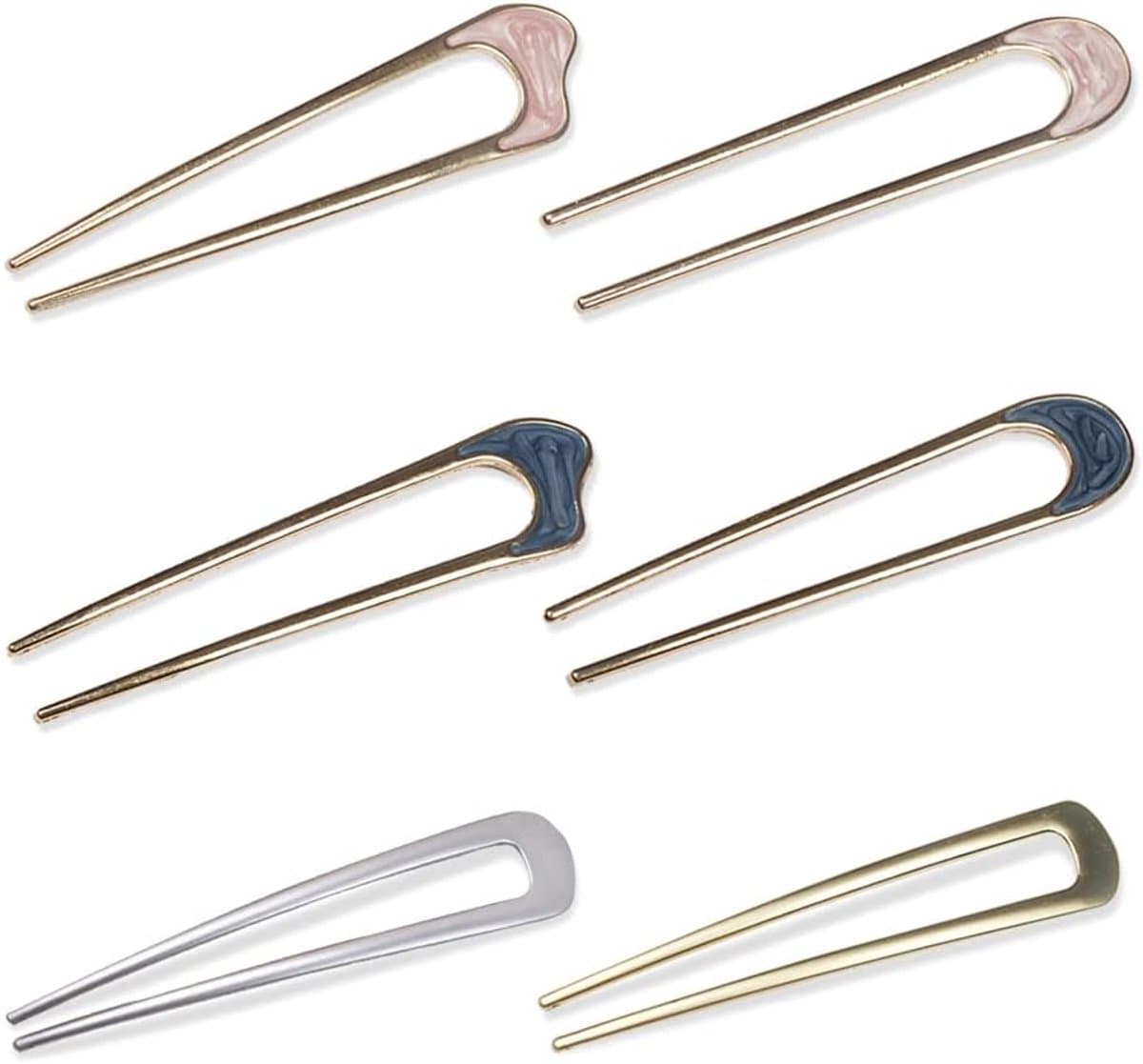 6x Metalen U-Vormige Haarspelden voor Chignon en Kapsels - Sterke Vorkstokken — afbeelding 1