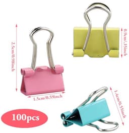 Binder Clips 100 Stuks - Gekleurde Metalen Mini Foldback Clips - 15mm — thumbnail 4