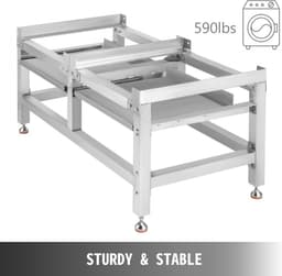 Wasmachineverhoging 268 kg, Wasmachine Verhoger Voetstuk 122 x 66 x 56 cm, Wasmachine Basisstandaard met 2 Plank, Wasmachine Basis Aluminiumlegering en Roestvrij Staal, Onderstel Voor Wasmachine — thumbnail 1
