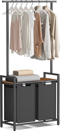 wasmand 2 x 46 liter met kledingroede en plank 73 x 33 x 177 cm — thumbnail 1
