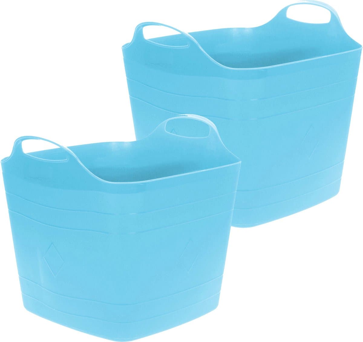 Excellent Houseware Flexibele emmer - 2x - blauw - 25 liter - kunststof - vierkant - 35 x 38 cm — afbeelding 1