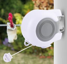 Professioneel Uitrekbare Waslijn - Drooglijn - Uittrekbare Wandgemonteerde Waslijn van 26 meter (2x 13m) - Duurzaam, Automatisch Intrekbaar, Geschikt voor Balkon, Tuin en Wasruimte — thumbnail 3