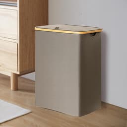 Wasmand met deksel, 3 vakken, de wasmand kan worden ingeklapt, 160 liter, donkergrijs — thumbnail 1