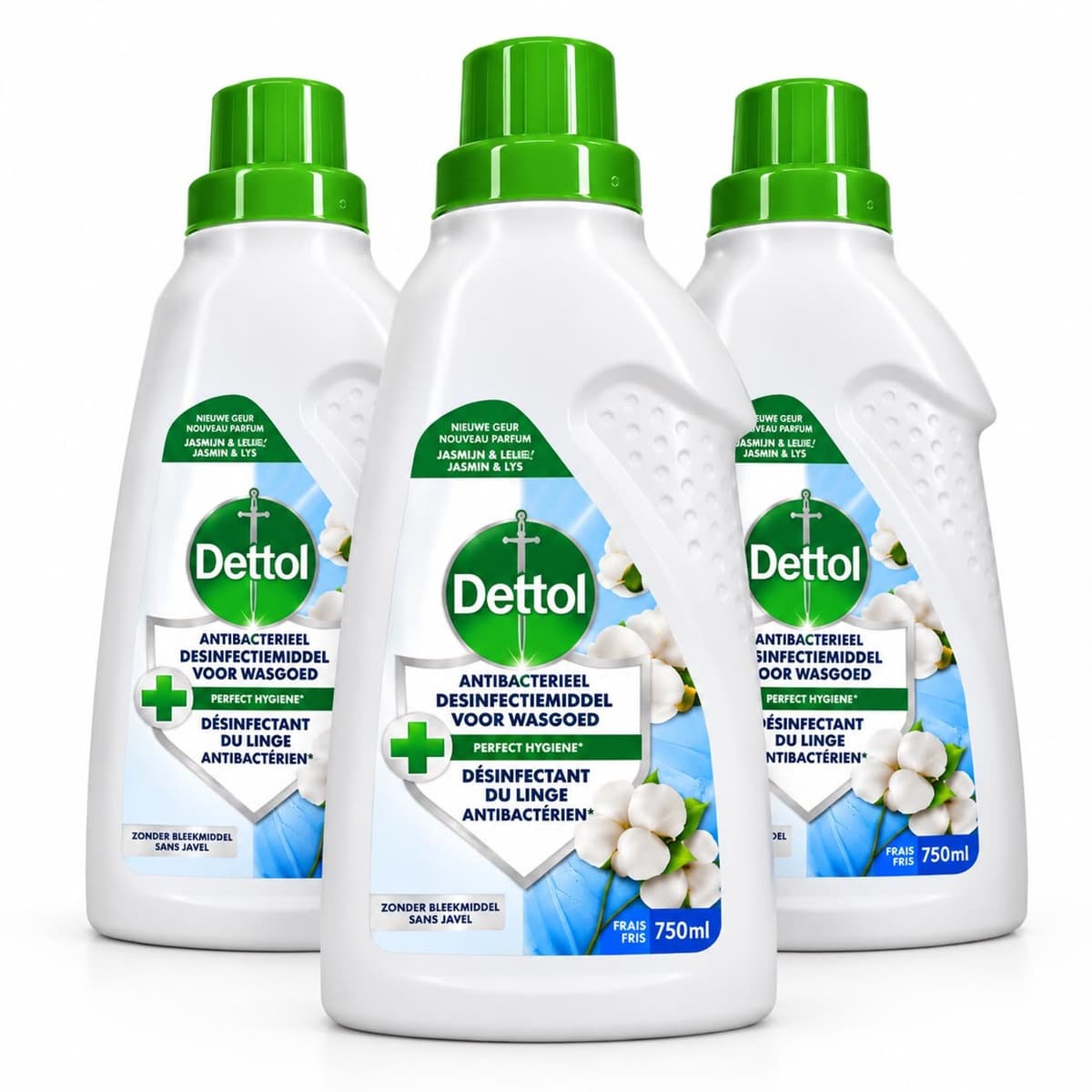 Dettol Antibacterieel Desinfectiemiddel voor wasgoed - Jasmijn en Lelie - Wastoevoeging - 3x750ml — afbeelding 1