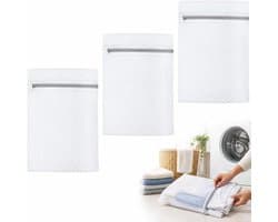 Duurzame Waszakken Set van 3 - Ademende Mesh Wasnetten met Rits 50x40cm voor Kledingbescherming, Antiklit en Reisopslag