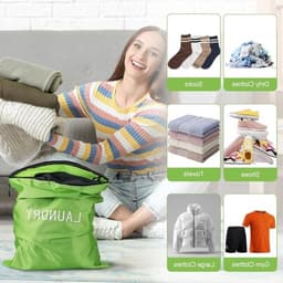 Waterdichte waszakken voor vuile kleding - 4-Pack met 3 maten - zwemmen, yoga en reizen - vouwbare waszakken voor gezinnen en vakanties — thumbnail 3