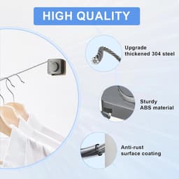 Pull-out Clothesline, 4.8m Non Sagging, Retractable Clothesline, Wall Mounted, Stainless Steel Rope, Retractable - ShopVlot — thumbnail 3