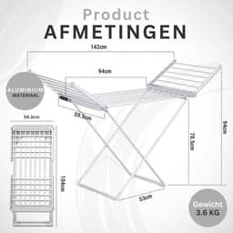 DYVNS® Droogrek Inklapbaar - Droogtoren met Verwarming - Verwarmd Drogen - Wasrek — thumbnail 3