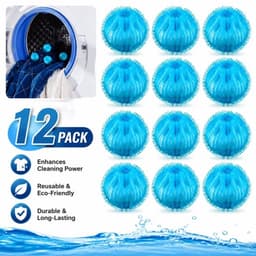 ECTEATOY® Wasballen voor wasmachine - 12-pack - Verwijdert haar en vlekken - 5 cm diameter - Anti-pluis - Wasbollen - Anti haar - Ook geschikt voor dierenharen - Blauw — thumbnail 2