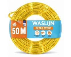 LaundrySpecialist Waslijn - Waslijndraad - Wasdraad - Waslijndraad met stalen kern - 50 meter met stalen kern - Geel