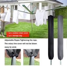 PATIO PLUS Grote Roterende Waslijn Cover 16x16x180cm Waterdichte Roterende Droger Cover Kleding Luchter Met Zip 600D - ShopVlot — thumbnail 5