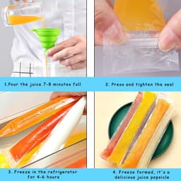 Popsicle Zakjes - Transparant - Voor het Maken van IJsjes - Met Trechter - Voor Gezonde Snacks — thumbnail 2