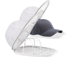 Cap Washer - 2 stuks - Beschermt Petten tegen Vervorming - Inclusief waszak met ritssluiting - Wasaccessoire - Voor Platte en Gebogen Petten - wit
