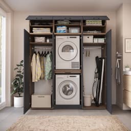 Roomart DORA-I Wasmachine Ombouwkast 190x230 cm - voor 2 Apparaten, 2 Hoge Kasten - Antraciet eiken — thumbnail 2
