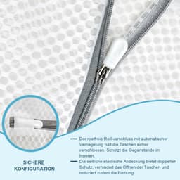 Wasnetten fijne was 30 x 40 cm – 3 stuks, honingraatmesh met rits, polyester, wit — thumbnail 1