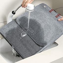 Opvouwbare wasmand met deksel en handvat, ophangbaar, ademende wasmand, grijs. — thumbnail 4
