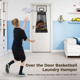 KZQ rood Hangende Wasmand Met Basketbalring En Rits Voor Aan De Deur - Verwijderbare Basketbalring, Ideaal Voor Badkamer En Kinderkamer — thumbnail 4