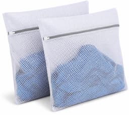 Kaiyaya - Waszakken set (2 stuks) - Beschermt wasgoed en wasmachine - Honingraat grof mesh - Met rits en beschermband - Voor wasmachine, lingerie, sokken - Wit, extra groot 60x60 cm — thumbnail 1