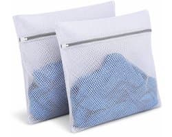 Kaiyaya - Waszakken set (2 stuks) - Beschermt wasgoed en wasmachine - Honingraat grof mesh - Met rits en beschermband - Voor wasmachine, lingerie, sokken - Wit, extra groot 60x60 cm