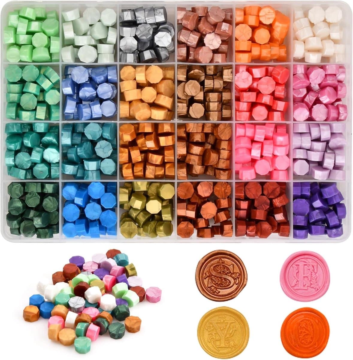 Octagonale Wasbolletjes voor Kaarsen en Trouwhuwelijksuitnodigingen - 600 Stuks in 24 Kleuren met Opbergdoos voor Cadeaukaarten en Enveloppen — afbeelding 1
