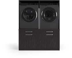 Wasophoogte® Wasmachine Kast Oslo - Wasmachine verhoger - Wasmachine ombouw - 700(D)*1330(B)*1580(H) mm - Zwart