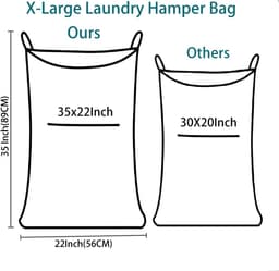 Wasmand, hangende wasmand met ophanghaken, ruimtebesparende badkamer boven de deur waszak (geliefd Heather Grey, 2 stuks) — thumbnail 5