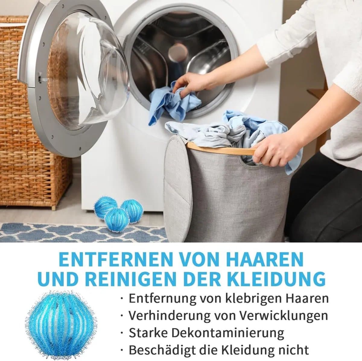 Verpakking van 12 wasballen Geschikt voor het verwijderen van dierenharen, pluizenrollers Geschikt voor de wasmachine, herbruikbaar. — afbeelding 1