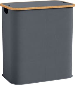Wasmand - Wasmand met Deksel - Uitneembare Waszak - 2 Vakken - 80 Liter Capaciteit — thumbnail 2