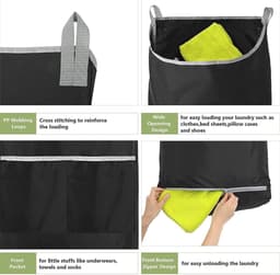 Vouwbare waszak voor vuile kleding, inclusief 2 haken en zuignappen, ideaal voor reizen en wasmachinegebruik — thumbnail 3