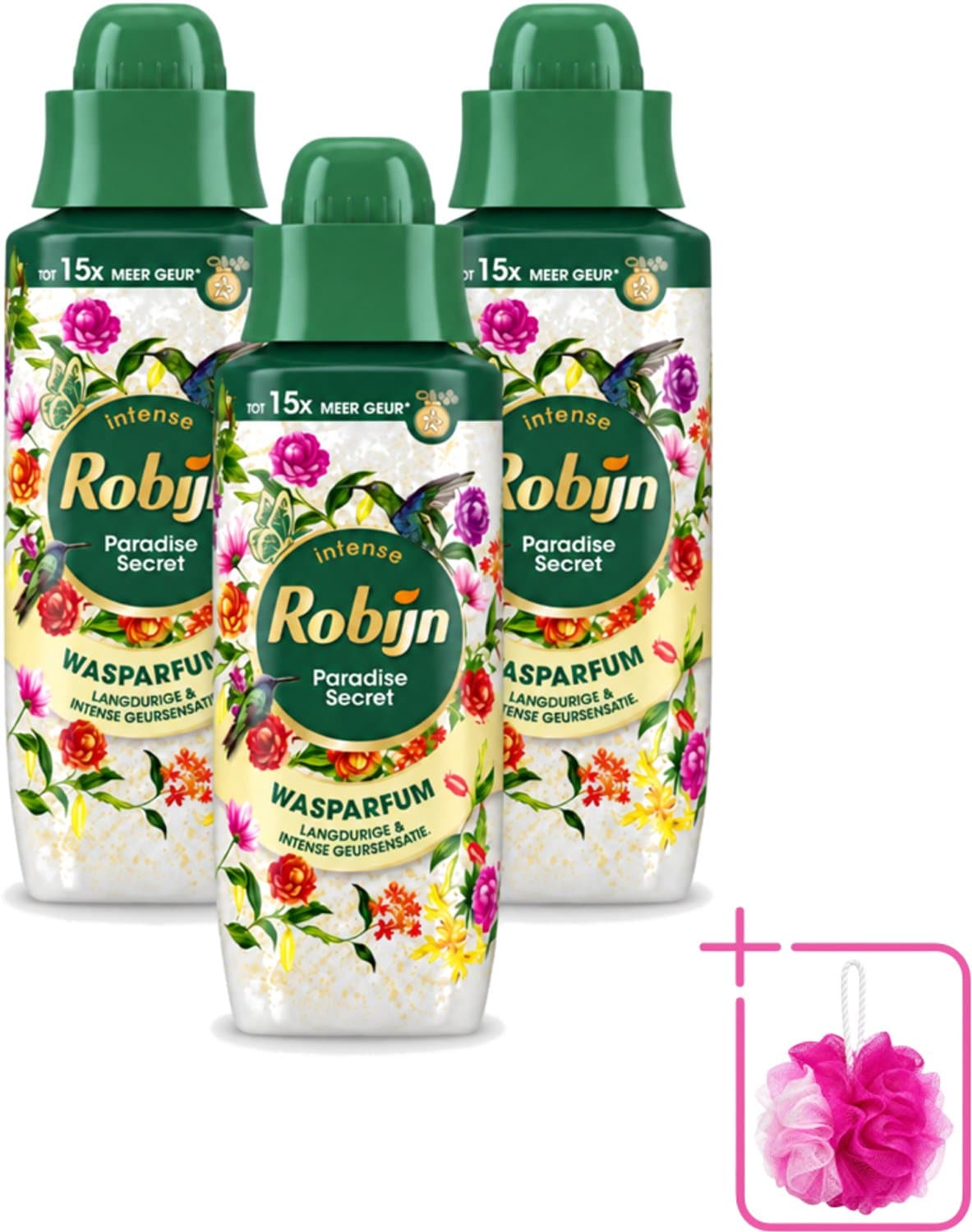 3 x Robijn – Wasparfum – Paradise Secret – 342 ml - Bulkverpakking - Wasparfum - Douchemop - Wasparfum voor kleding — afbeelding 1