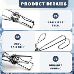 12 stuks - Ophangknijpers - Multifunctionele clips met haak - Wasknijpers - Duurzame veerclip - 10cm lang - voor handdoeken, papieren en wasgoed — thumbnail 4