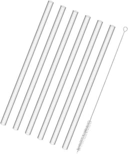 1set Herbruikbare Siliconen Drinkrietjes Met Reinigingsborstel Transparante Voor Drankjes Voor Thuis Kantoor Reizen — thumbnail 1