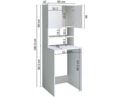 Roomart ATLANTIC-III Wasmachine Overbouwkast 65x181 cm - Wit