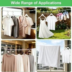 Waslijn voor buiten - 2 stuks, 8 m, winddicht, antislip, draagbaar nylon met haken, dubbele waslijn voor reizen en camping — thumbnail 3