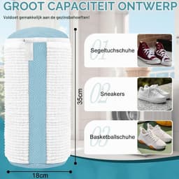 2 Stuks Waszakken voor Schoenen, 360° Waszak voor Sneakers, Tennis- en Canvas Schoenen met Verborgen Rits (Wit) — thumbnail 2