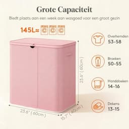 Wasmand met 3 Vakken – Opvouwbare Wasmand met Uitneembare Waszakken, Handgrepen en Ruime Vakken voor Kleding en Wasgoed — thumbnail 5