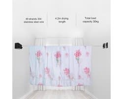 Dailygoods- Waslijn Uittrekbaar 4,2 m - Wanddroogrek - Verstelbaar - Roestvrij