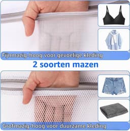 Set van 4 Grote Waszakken 50 x 60 cm, Wasnet voor Wasmachine, Herbruikbare Zak met Rits voor Fijnwas, Ondergoed en Handdoeken — thumbnail 5