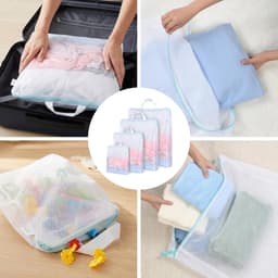 Set van 4 waszakken in verschillende maten, herbruikbare reiswaszakken met rits, ideaal voor kleding, beddengoed en accessoires, maten 20x30 cm tot 60x50 cm — thumbnail 3
