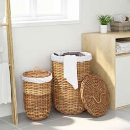 Wasmand met deksel set van 2 Kubu rotan wasmand bruin — thumbnail 4
