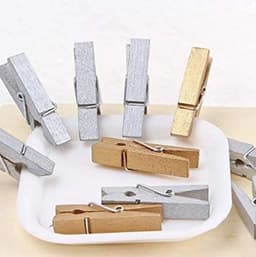 FSW-Products - Kleine Houten Mini Knijpers - 50 Stuks - Kaart Was Knijpertjes - Zilver - Foto Knijpers - Polaroid - Geboorte Wasknijpers - Kaartknijper — thumbnail 3