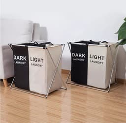 Opvouwbare Wasmand Organizer Voor Vuile Kleren Wasmand Grote Sorter Twee Of Drie Grids Inklapbare Opvouwbare Mand — thumbnail 2