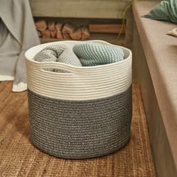 Grote mand, wasmand, gevlochten van katoen, touw, opbergmand voor speelgoed in de kinderkamer, dekenmand in de woonkamer D40 x H35 cm — thumbnail 5