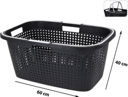 Excellent Houseware Wasmand - antraciet grijs - 38L - kunststof - 60 x 40 x 26 cm — thumbnail 2