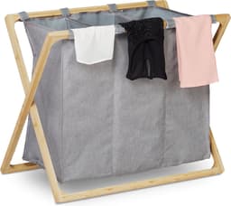 wasmand met 3 vakken - inklapbaar - 3 x 28 l - 57,5 x 69 x 38 cm - groot — thumbnail 1