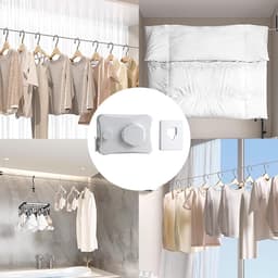 Uittrekbare Waslijn - Intrekbare Waslijn - Kleding Drogen - Ruimtebesparend Ontwerp - 5.1 Meter - Wit — thumbnail 4