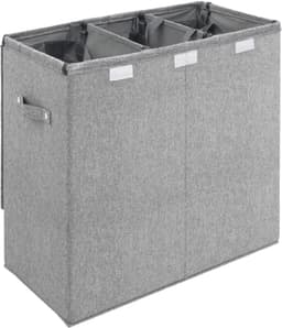 Opvouwbare Wasmand - Vuilnisbak Was - Sorteren Kleding - 3 Uitneembare Zakken - 64.5 x 34.5 x 59 cm - Grijs — thumbnail 3